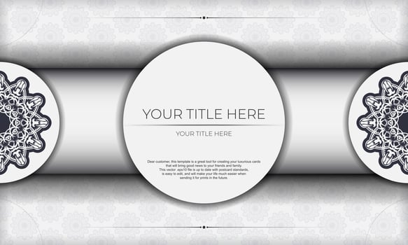 White luxury background with abstract vintage ornaments and place under the text. Print-ready invitation design with vintage ornament. vector