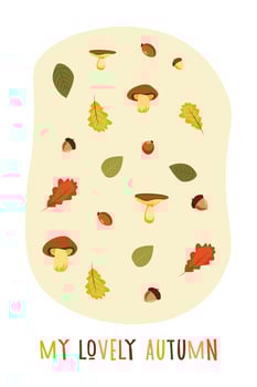 Hello Autumn Vector illustration with phrase in paper cut style decorated with beautiful bright leaves on light background. Design for greeting card, Sale or promotional poster, flyer, web banner