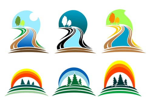 Nature landscape icons vector