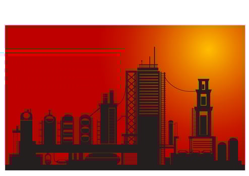 Chemical factory silhouette vector
