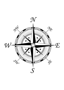 Compass symbol wind rose vector