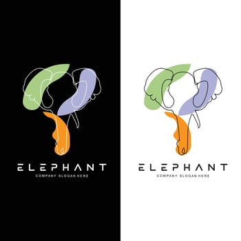 Elephant line logo design protected animal sketch vector illustration