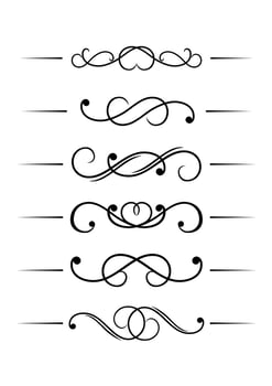 Swirl elements, dividers and borders vector