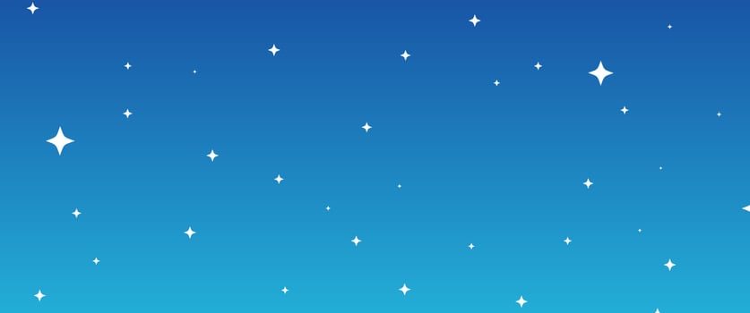 Night skyline and dark sky with stars background horizontal flat vector illustration.