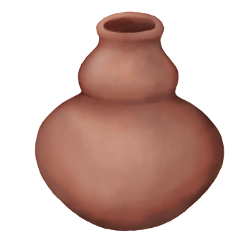 Illustration of Pottery in the Shape of a Gourd Fruit in Watercolor styles png