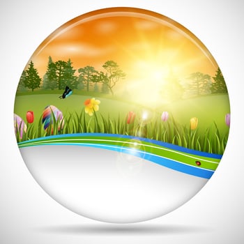 Beautiful nature background with easter egg vector