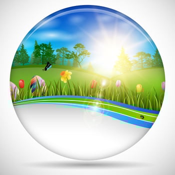 Beautiful nature background with easter egg vector
