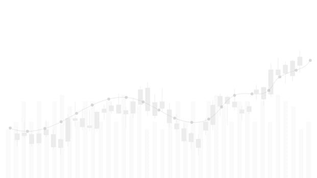 Financial business statistics with bar graph and candlestick chart show stock market price and effective earning on white background vector