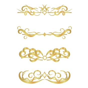 golden swirl lines calligraphy ornament set isolated on white background vector