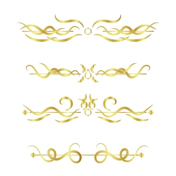 golden swirl lines calligraphy ornament set isolated on white background vector