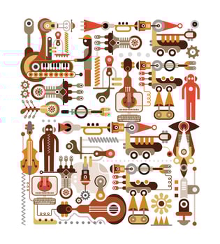 Manufacturing of music instruments vector