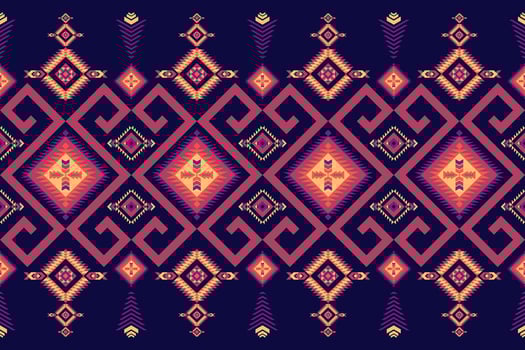 Geometric ethnic style seamless pattern. Design for fabric, wallpaper, background, carpet, clothing. Tribal ethnic vector texture. Vector illustration. pink, purple, yellow color.
