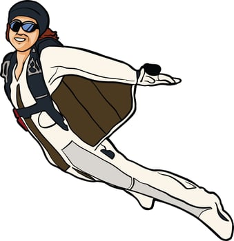 Sky diving extreme sport flying vector