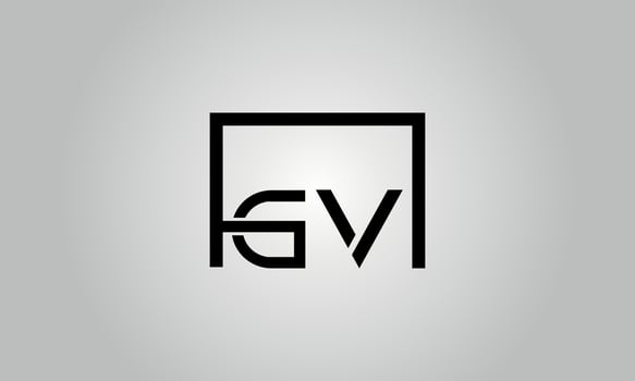 Letter GV logo design. GV logo with square shape in black colors vector free vector template.