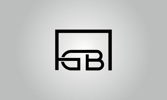 Letter GB logo design. GB logo with square shape in black colors vector free vector template.