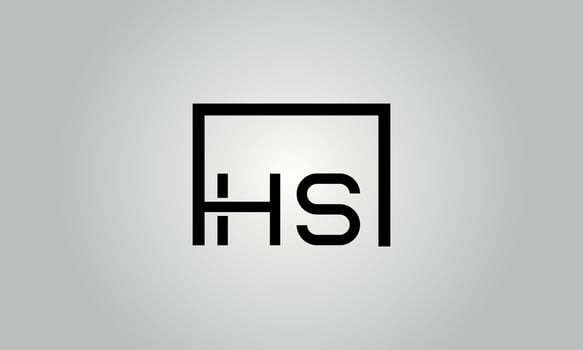 Letter HS logo design. HS logo with square shape in black colors vector free vector template.