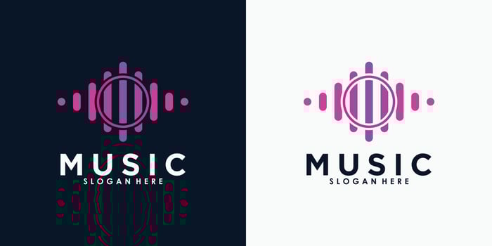 music logo design with creative concept premium vector