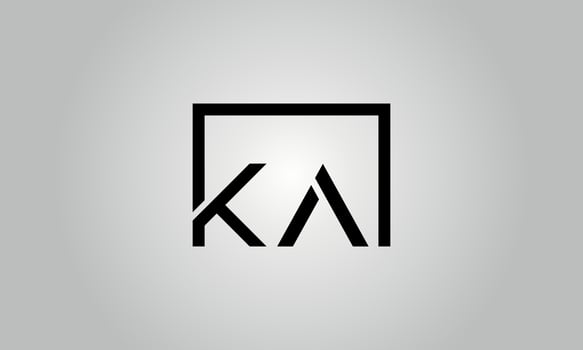 Letter KA logo design. KA logo with square shape in black colors vector free vector template.