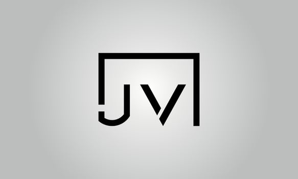 Letter JV logo design. JV logo with square shape in black colors vector free vector template.