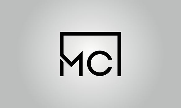 Letter MC logo design. MC logo with square shape in black colors vector free vector template.