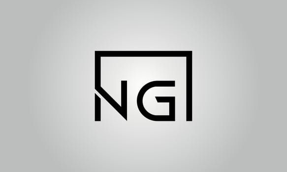 Letter NG logo design. NG logo with square shape in black colors vector free vector template.