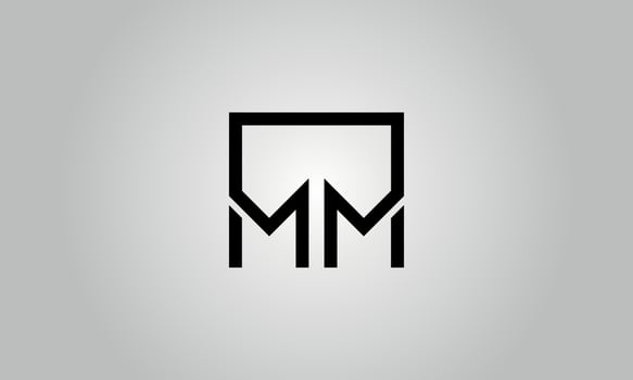 Letter MM logo design. MM logo with square shape in black colors vector free vector template.