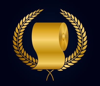 Gold toilet paper as the highest award. A joke for internet trolling. Vector illustration.