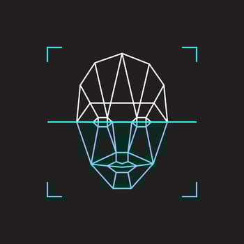 Recognition icon. Face id identity biometric verification sign. Authentication technology mobile phone, smartphone, other devices. vector