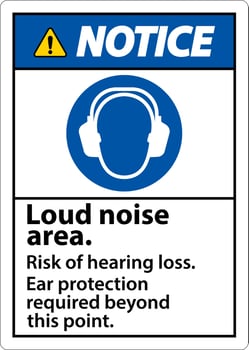 Notice Loud Noise Area Risk of Hearing Loss Sign vector