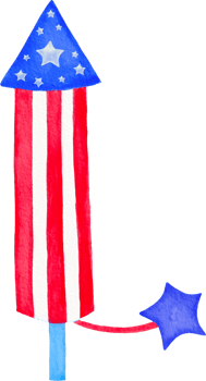 Watercolor painted 4th of july png