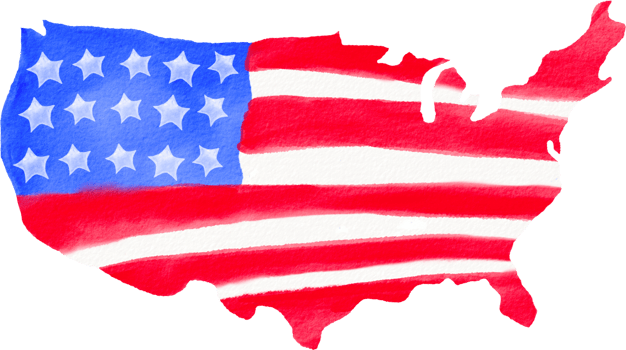 Watercolor painted 4th of july png