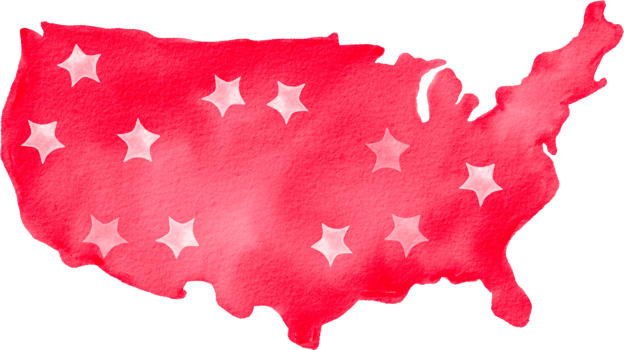 Watercolor painted 4th of july png