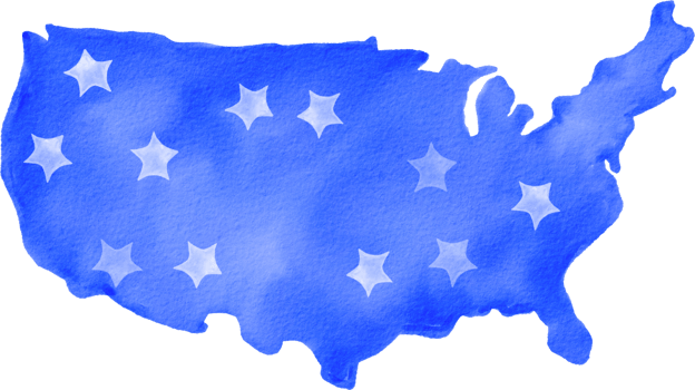 Watercolor painted 4th of july png