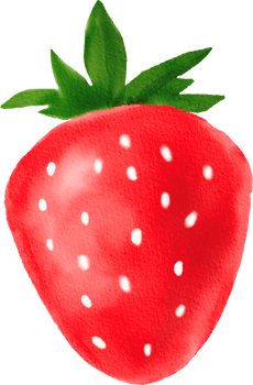 Watercolor painted Strawberry png