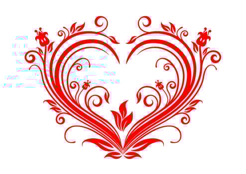 Valentine floral heart vector