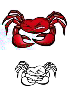 Red crab with claws vector