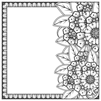 Floral Background with mehndi flower. Decorative ornament in ethnic oriental style, doodle ornament, outline hand draw. Coloring book page. vector