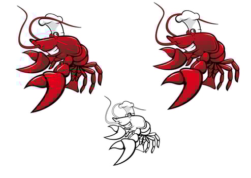Smiling crayfish chef vector
