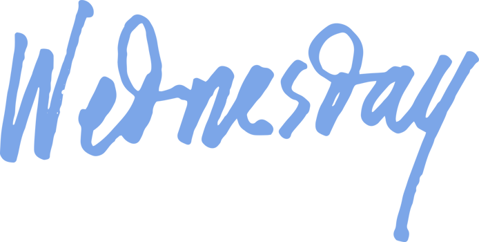 Wednesday, cute day text lettering for weekly planners png