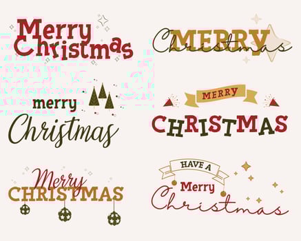 Merry Christmas typography lettering badge, postcard, invitation, greeting card and gift. vector