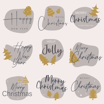 Merry Christmas typography lettering badge, postcard, invitation, greeting card and gift. vector