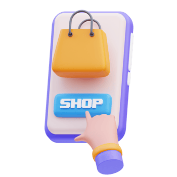 3d rendering of mobile phone icon illustration and hand gesture shopping png