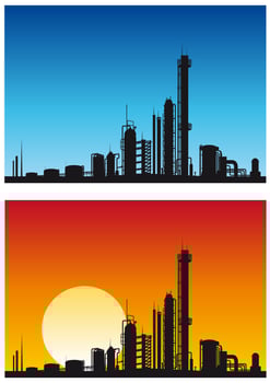 Chemical industrial factory silhouette vector
