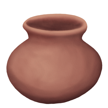 Antique Pottery with a Round Shape in Illustration of Watercolor styles png