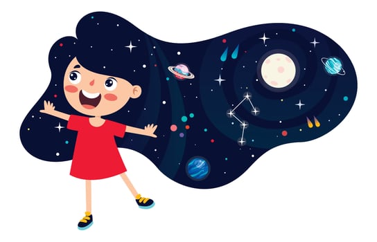 Fantasy Space With An Abstract Figure vector