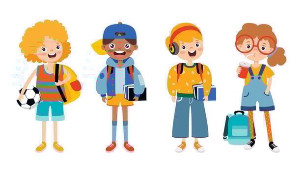 Set Of Various Teen College Students vector