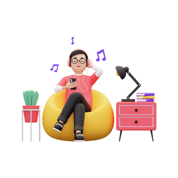3d man enjoying music illustration png