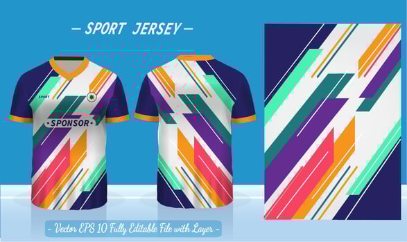 Sports jersey and t-shirt template sports jersey design vector mockup. Sports design for football, badminton, racing, gaming jersey.