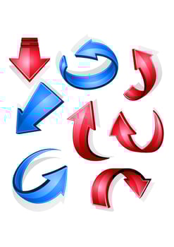 Glossy arrows and icons vector