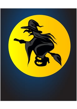 Flying witch, Halloween holiday vector